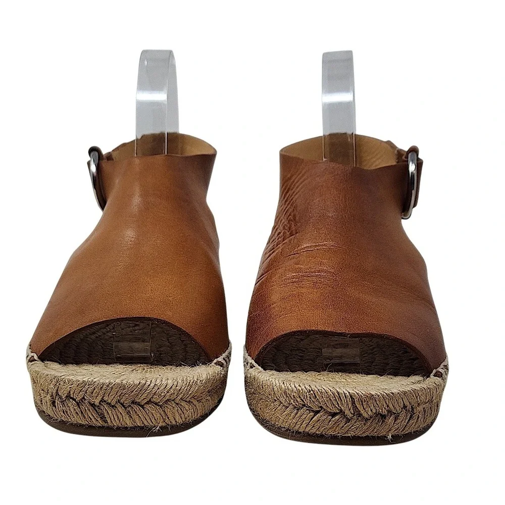 Rag & Bone Wedge Espadrille Sandals 38.5‎ 8.5 Wom Calla Tan Leather Buckle Spain